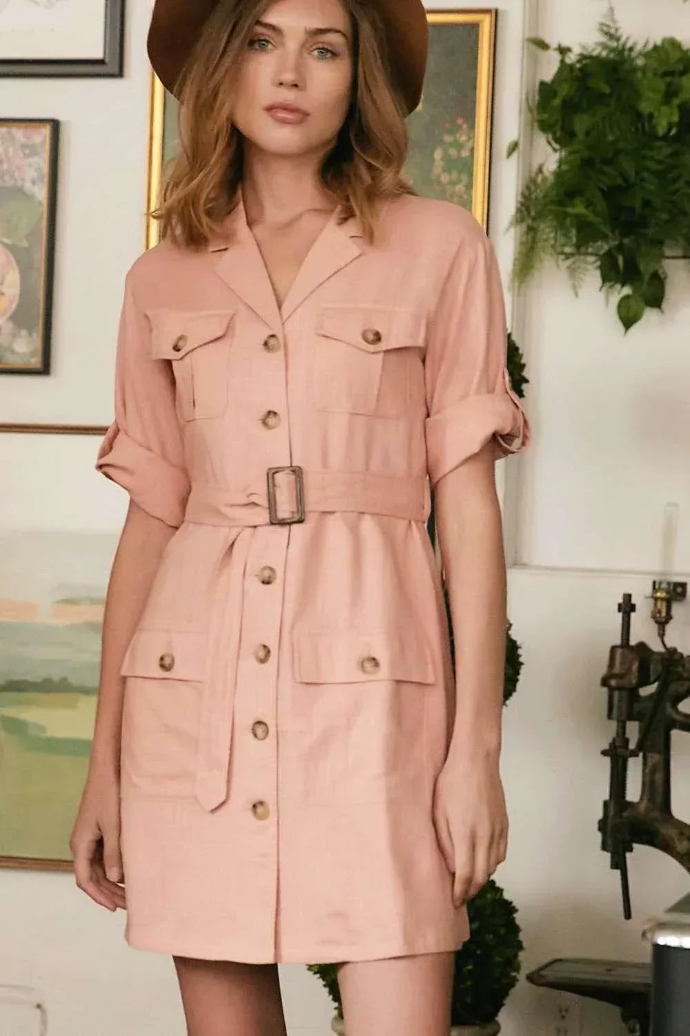 Drop Shoulder With Saist Tie Belted Dress | Mixtshop LLC