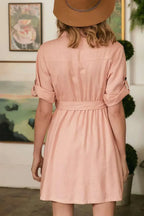 Drop Shoulder With Saist Tie Belted Dress | Mixtshop LLC