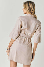 Drop Shoulder With Saist Tie Belted Dress | Mixtshop LLC