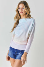 Tie Dye Knit Boatneck Elastic Hem Top | Mixtshop LLC