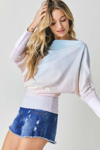 Tie Dye Knit Boatneck Elastic Hem Top | Mixtshop LLC