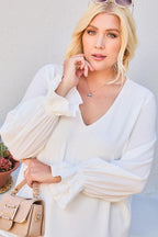 V Neck Tier Ruffle Sleeve Top | Mixtshop LLC