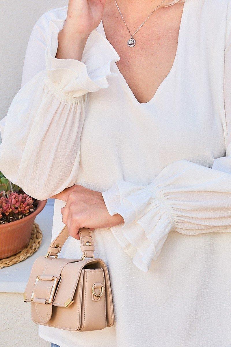 V Neck Tier Ruffle Sleeve Top | Mixtshop LLC