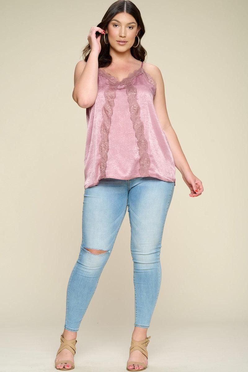 Solid Satin Sleeveless Cami Woven Tank Top Secondary image