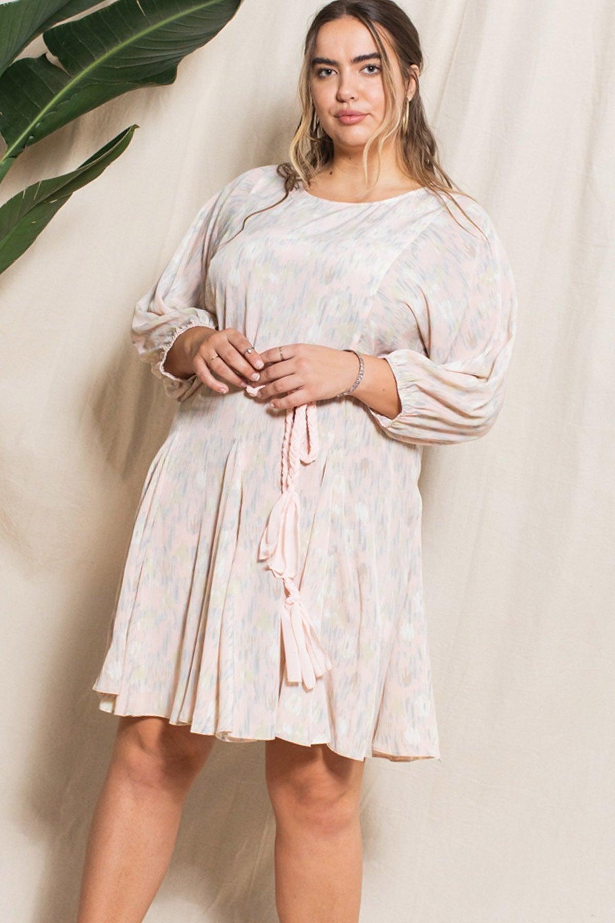 Abstract Printed Mini Swing Woven Dress | Mixtshop LLC Main image