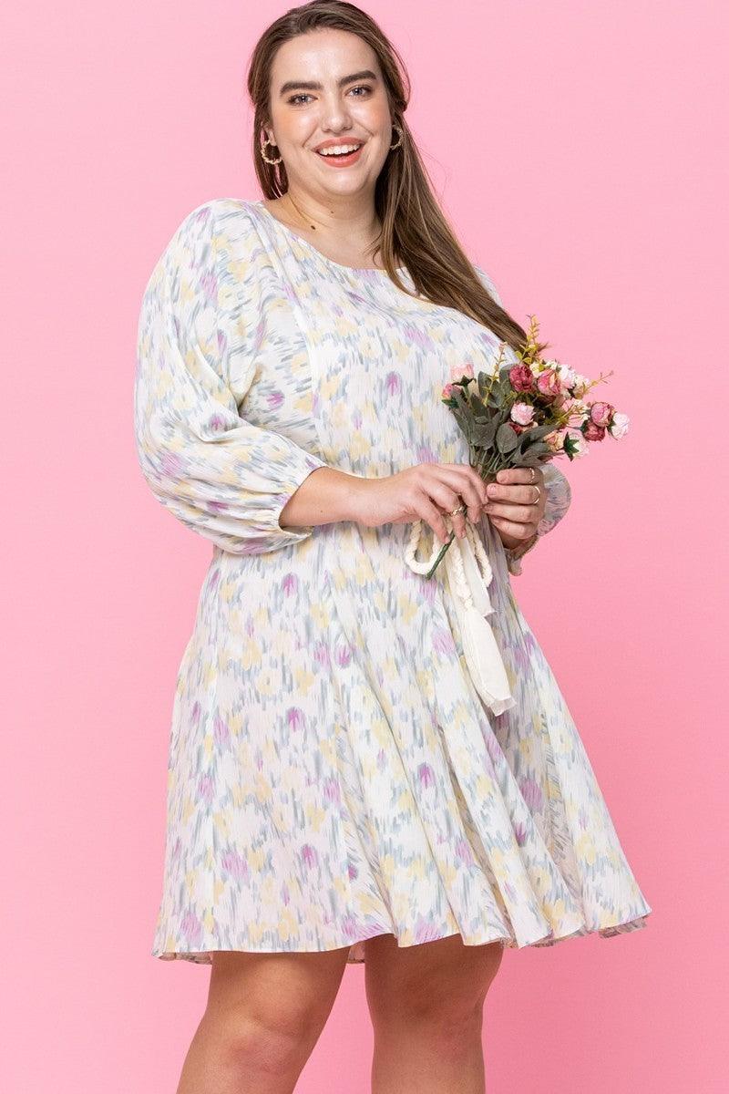 Abstract Printed Mini Swing Woven Dress | Mixtshop LLC Main image