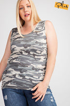 Rayon Rib Printed Knit Tank Top | Mixtshop LLC