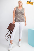 Rayon Rib Printed Knit Tank Top | Mixtshop LLC