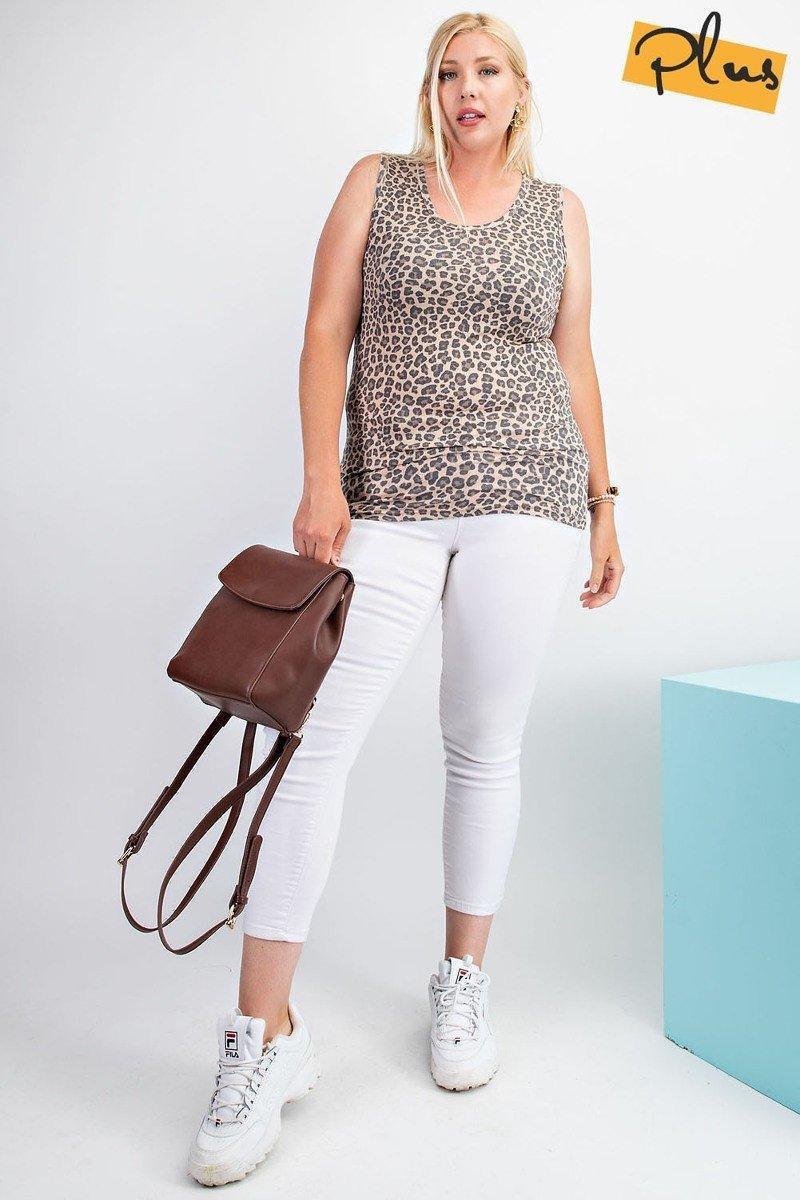 Rayon Rib Printed Knit Tank Top | Mixtshop LLC