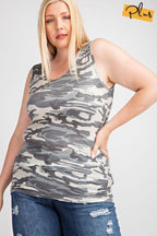 Rayon Rib Printed Knit Tank Top | Mixtshop LLC