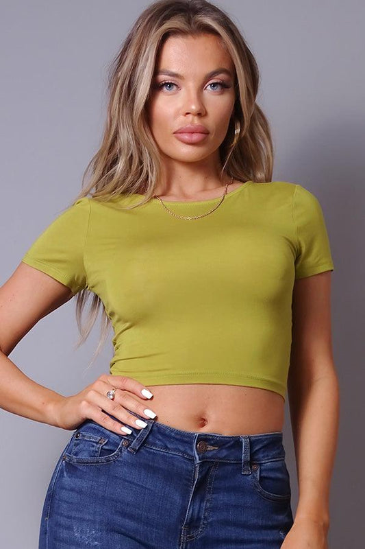 Short Sleeve Round Neck Crossover Multi Way Tie Top | Mixtshop LLC