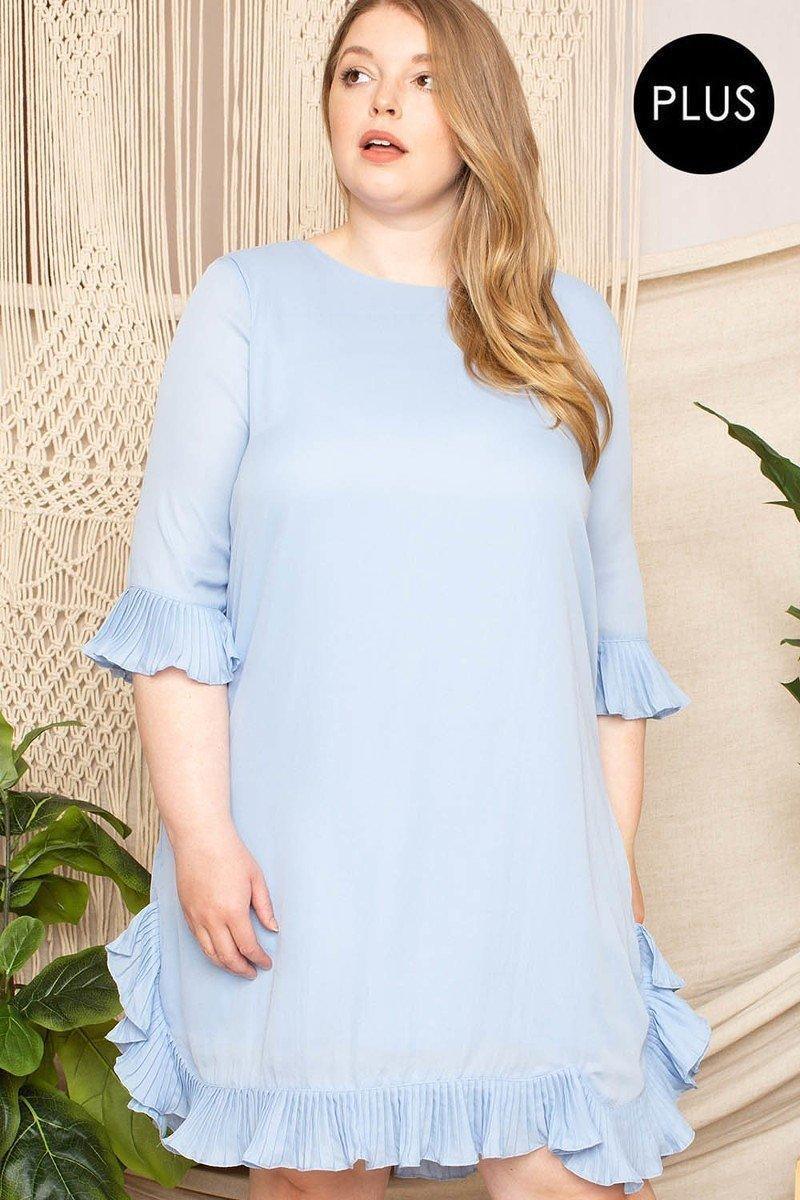 Pleated Ruffle Detailed Mini Dress | Mixtshop LLC Main image