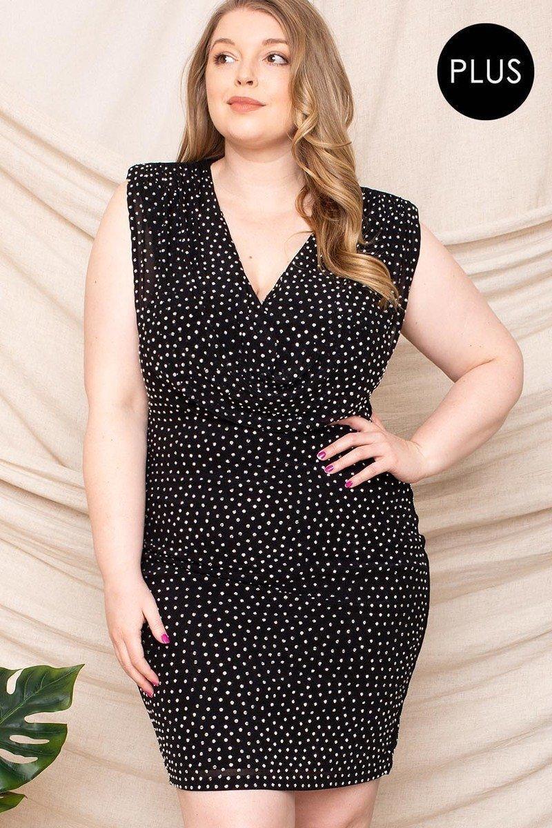 Translucent Rhinestone Plus Mini Dress | Mixtshop LLC Main image