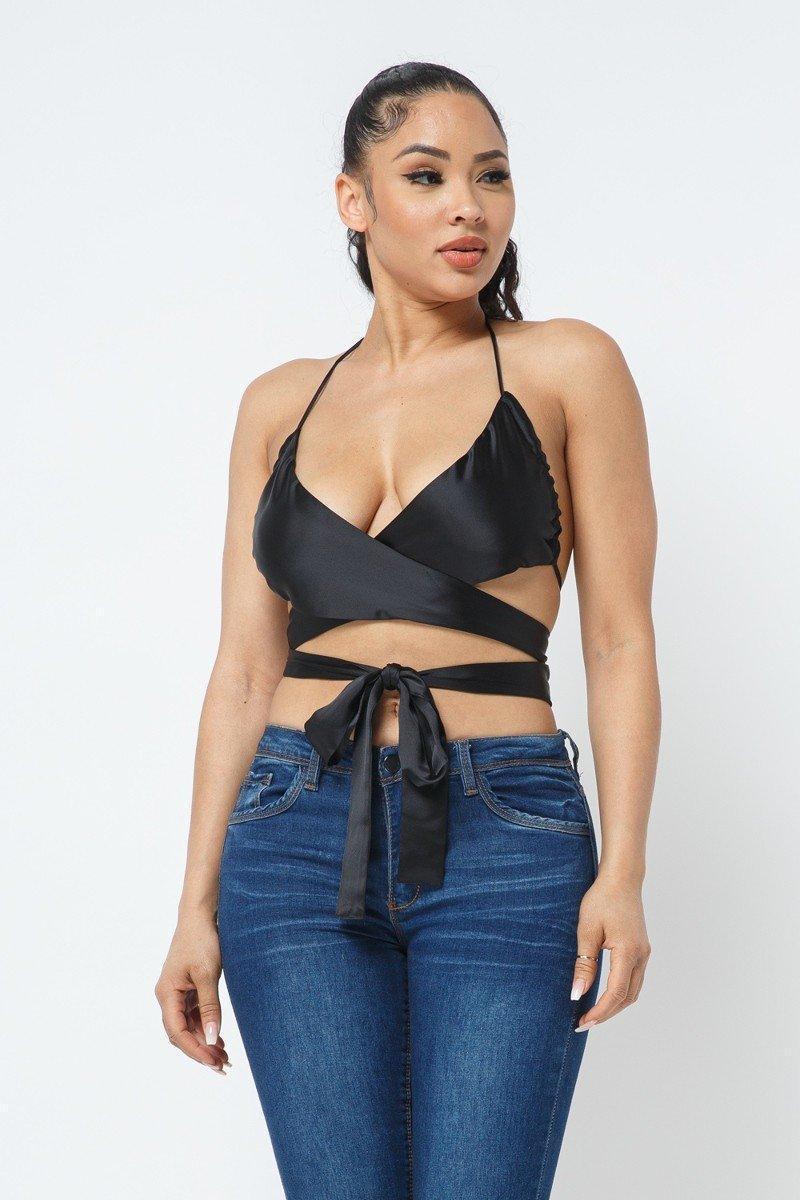 Satin Wrap Around Top | Mixtshop LLC Main image