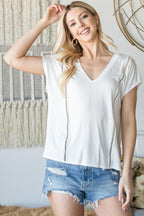 Short Sleeve V Neck Top | Mixtshop LLC