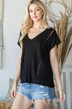 Short Sleeve V Neck Top | Mixtshop LLC