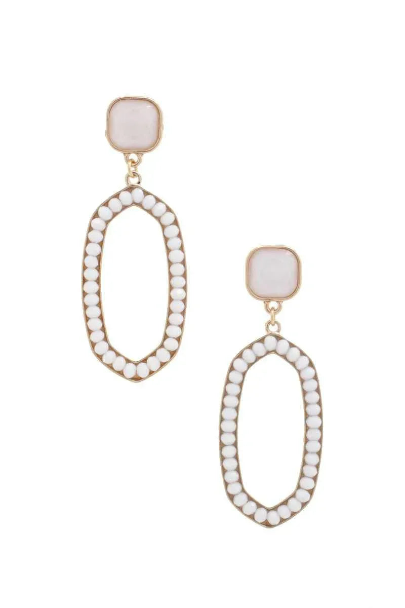 Beaded Oval Post Drop Earring | Mixtshop LLC Main image