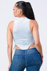 Velvet Leopard Side Shirring Extreme Cut Bodysuit | Mixtshop LLC