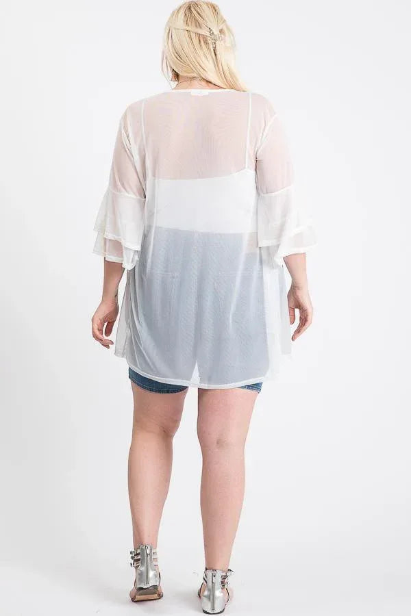 Ruffle Sleeve Open Cardigan | Mixtshop LLC