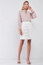 Snow-whine Striped High-waisted See-through Sheer Mesh Strips Cut-ins A-line Mini Skirt | Mixtshop LLC