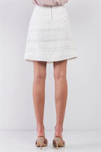 Snow-whine Striped High-waisted See-through Sheer Mesh Strips Cut-ins A-line Mini Skirt | Mixtshop LLC