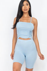 Camisole Ruched Sleeveless Top & Biker Shorts Set | Mixtshop LLC