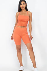 Camisole Ruched Sleeveless Top & Biker Shorts Set | Mixtshop LLC