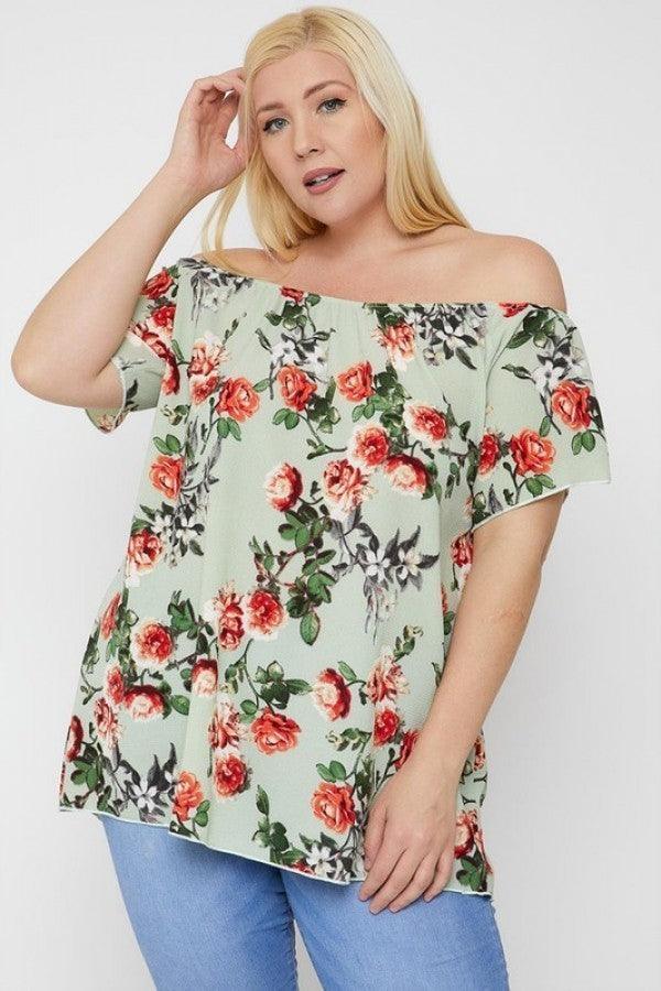 Floral Print Off The Shoulder Top | Mixtshop LLC Main image
