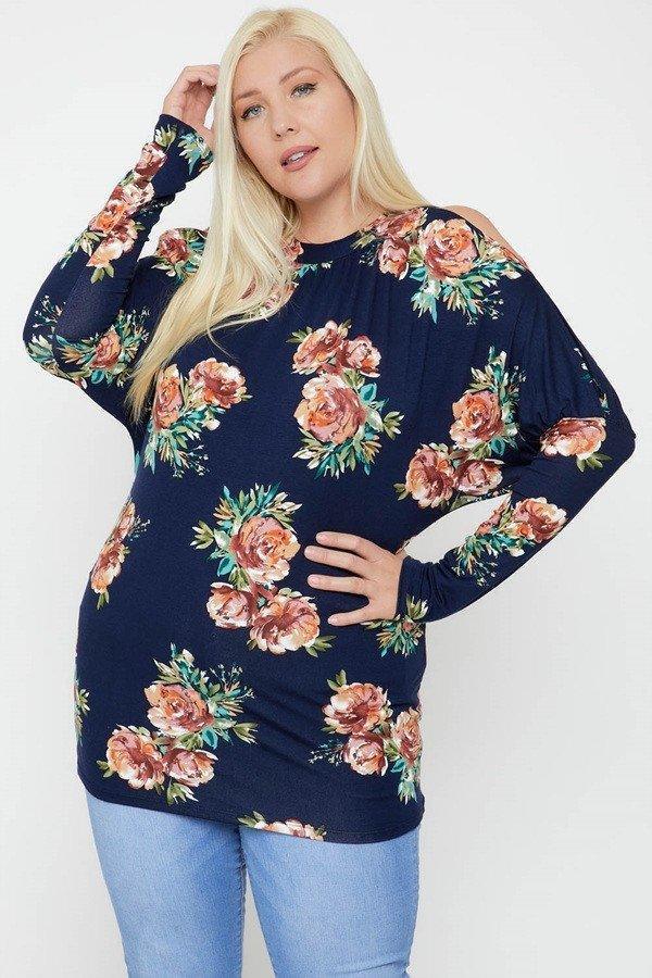 Flattering Cutout Details Floral Print Top | Mixtshop LLC Main image