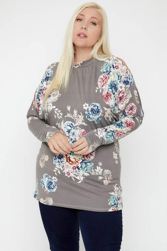 Flattering Cutout Details Floral Print Top | Mixtshop LLC