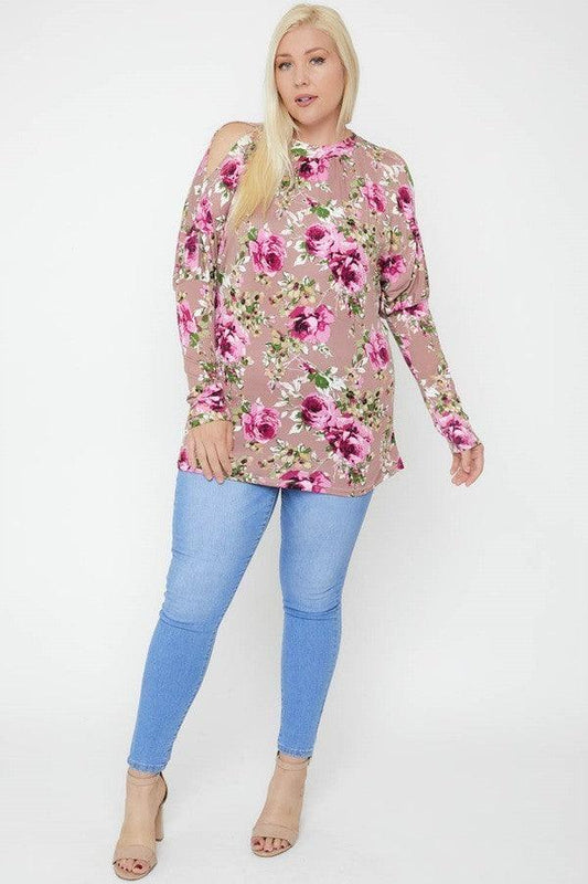 Flattering Cutout Details Floral Print Top | Mixtshop LLC