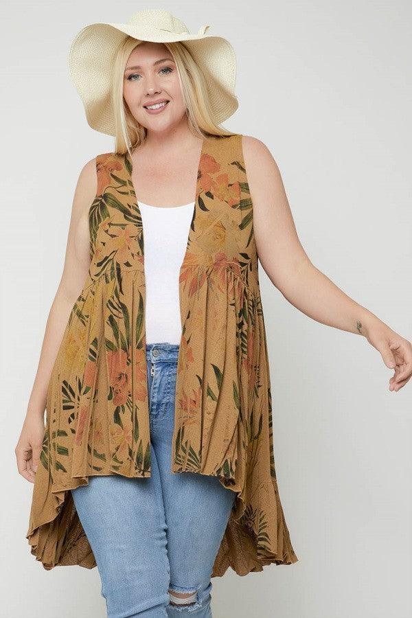 Long Flattering Silhouette Sleeveless Cardigan | Mixtshop LLC Main image