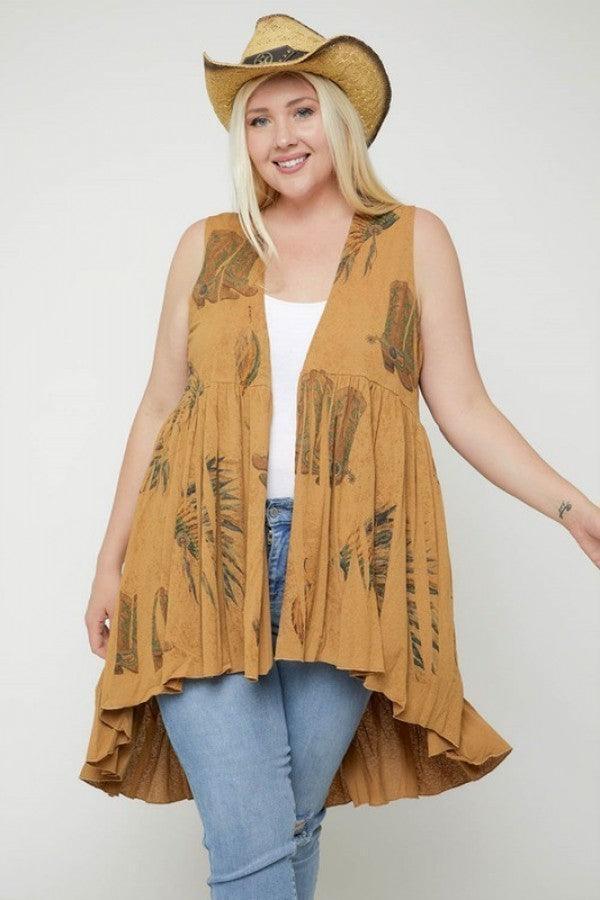 Long Flattering Silhouette Sleeveless Cardigan | Mixtshop LLC Main image