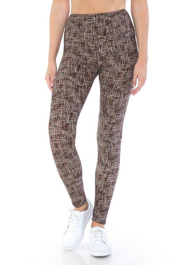 Yoga Style Banded Lined Multi Printed Knit Legging With High Waist | Mixtshop LLC Main image