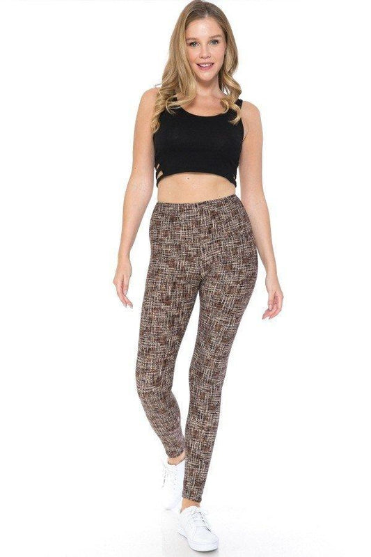 Yoga Style Banded Lined Multi Printed Knit Legging With High Waist | Mixtshop LLC