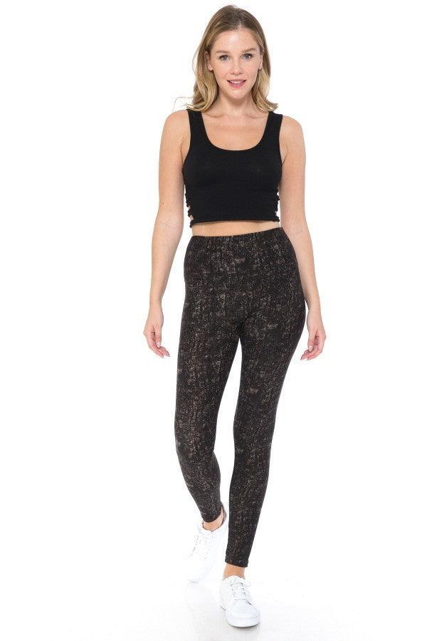 Yoga Style Banded Lined Multi Printed Knit Legging With High Waist Secondary image