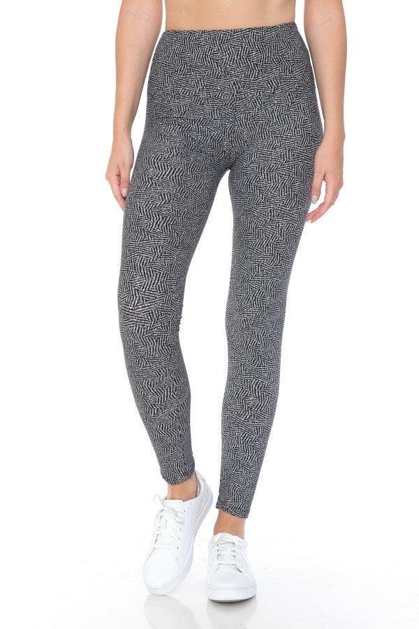 Yoga Style Banded Lined Multi Printed Knit Legging With High Waist | Mixtshop LLC Main image