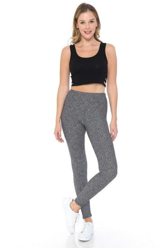 Yoga Style Banded Lined Multi Printed Knit Legging With High Waist | Mixtshop LLC