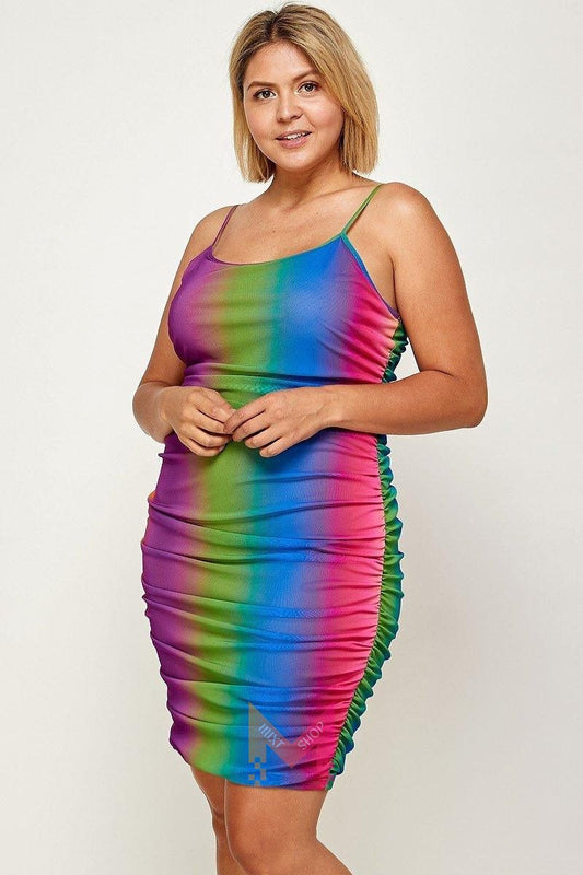 Plus Size Rainbow Ombre Print Cami Dress | Mixtshop LLC