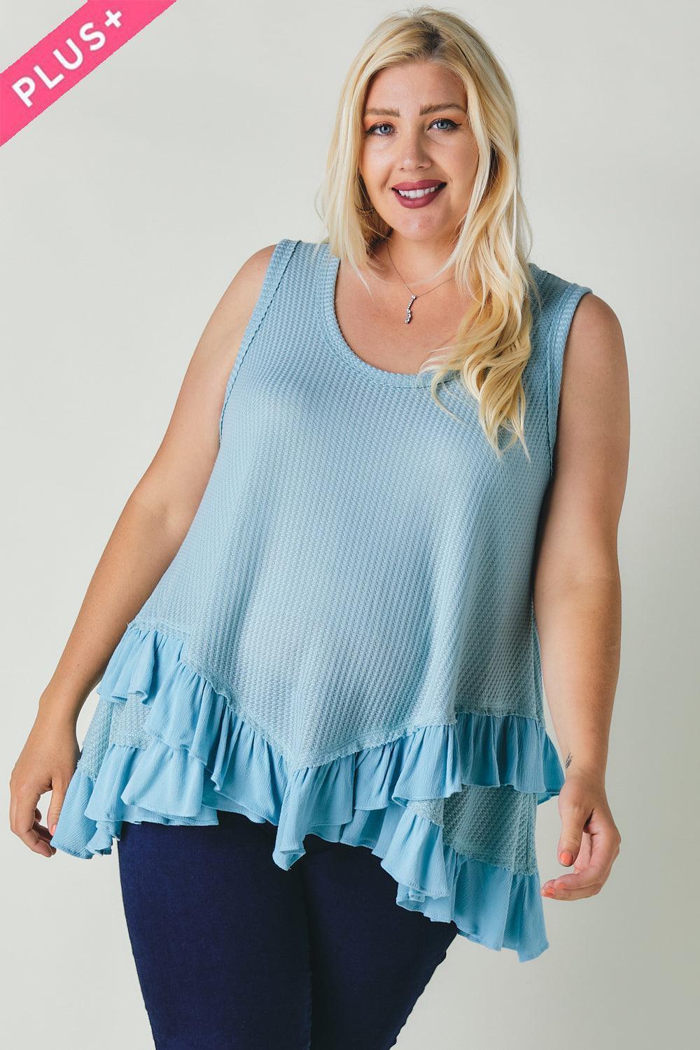 Plus Scoope Neck Sleeveless Ruffle Tunic | Mixtshop LLC Main image
