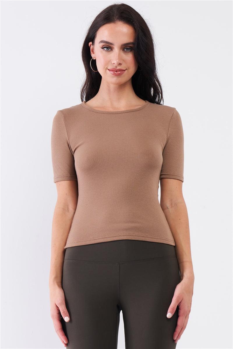Light Ribbed Crew Neck Short Sleeve Basic Tee | Mixtshop LLC Main image