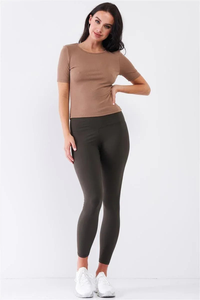 Light Ribbed Crew Neck Short Sleeve Basic Tee Secondary image