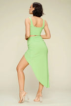 Summer Days Solid Crop Top & Split Thigh Twist Slit Skirt Set | Mixtshop LLC