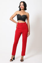 Ankle Tapered Self-fabric Buckle Belt Pants | Mixtshop LLC
