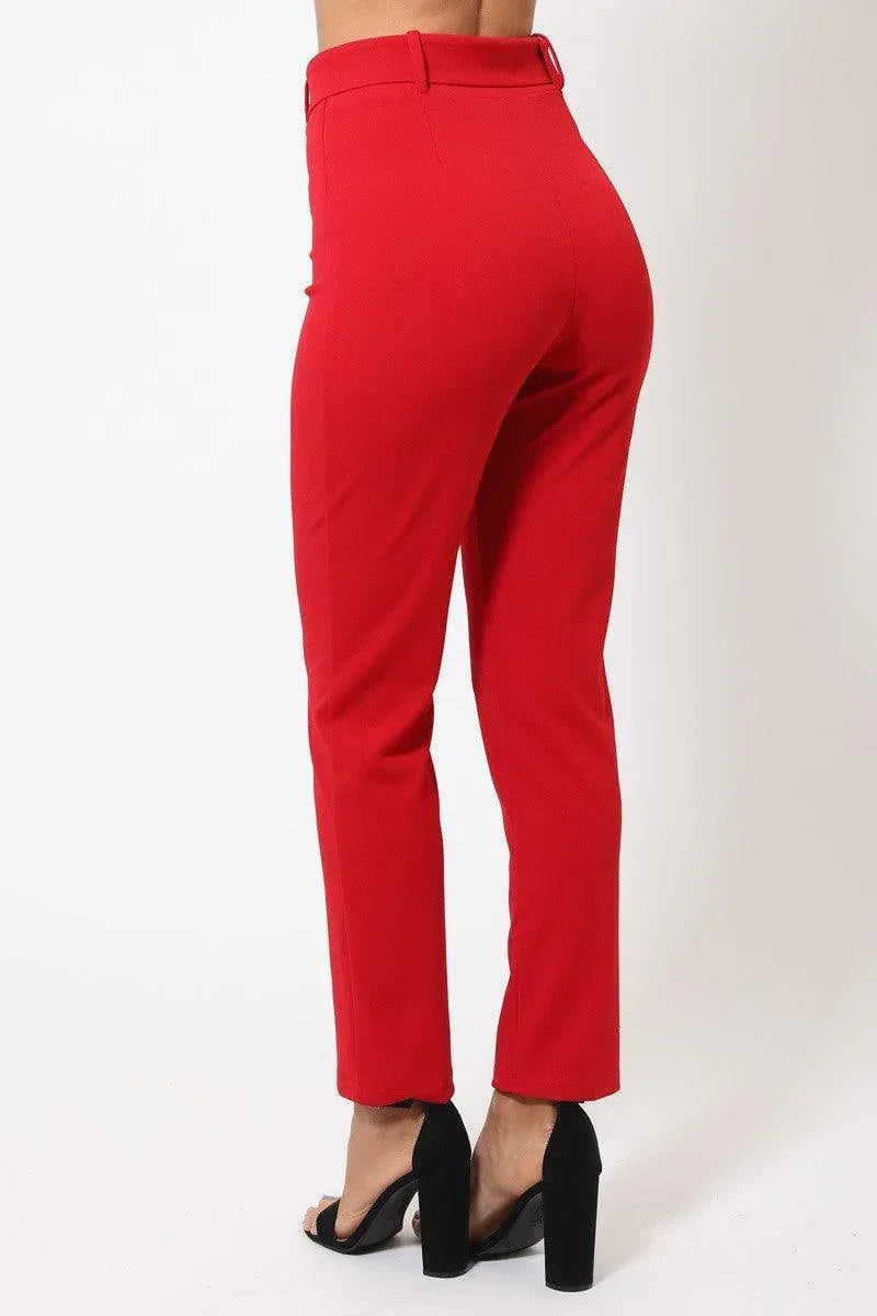 Ankle Tapered Self-fabric Buckle Belt Pants | Mixtshop LLC