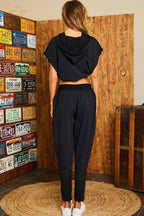 Hoodie Waist Adjustable Contrast Mesh Crop Top | Mixtshop LLC