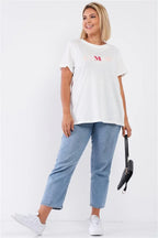 Off-white Admire Print Logo Detail Crew Neck Relaxed Fit Top | Mixtshop LLC