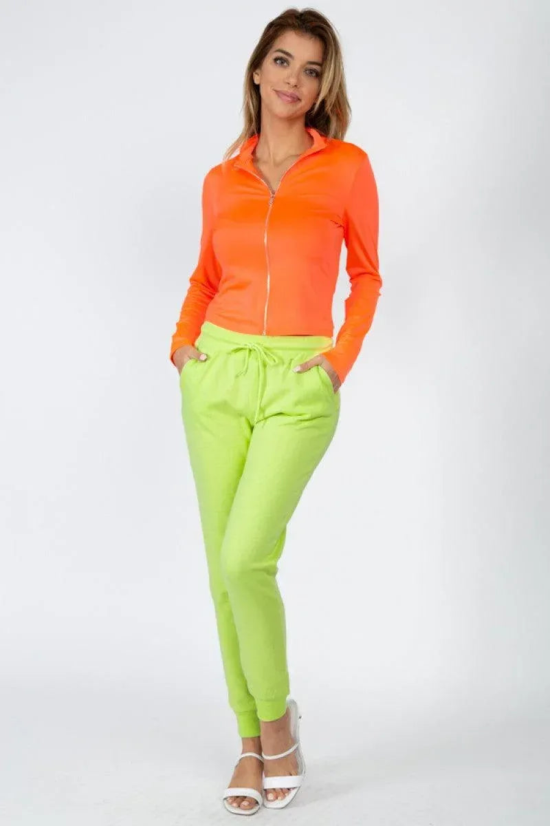 Mock Neck Zip Front Crop Top Secondary image
