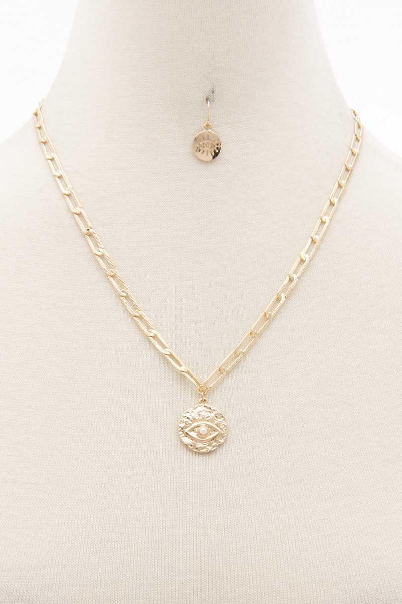 Sodajo Eye Coin Oval Link Necklace | Mixtshop LLC
