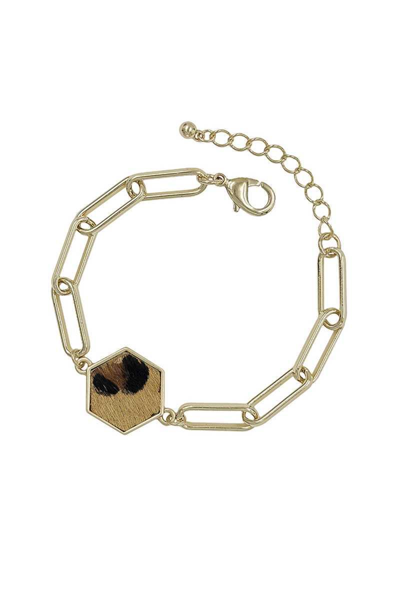 Metal Clothing Pin Chain Leopard Haircalf Bracelet | Mixtshop LLC Main image